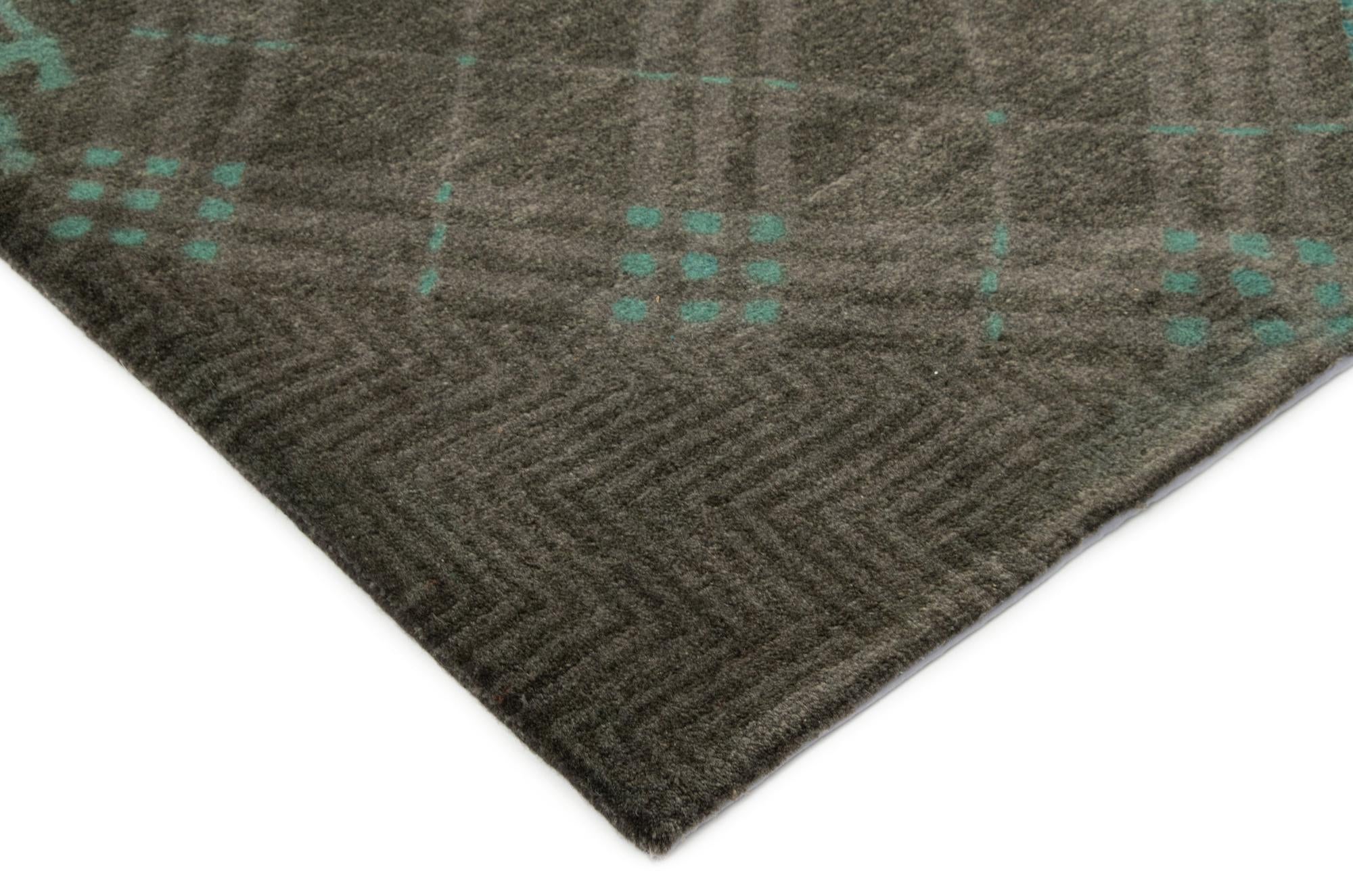 8' x 9' 9 Hand Knotted Modern Manshu Wool Rug