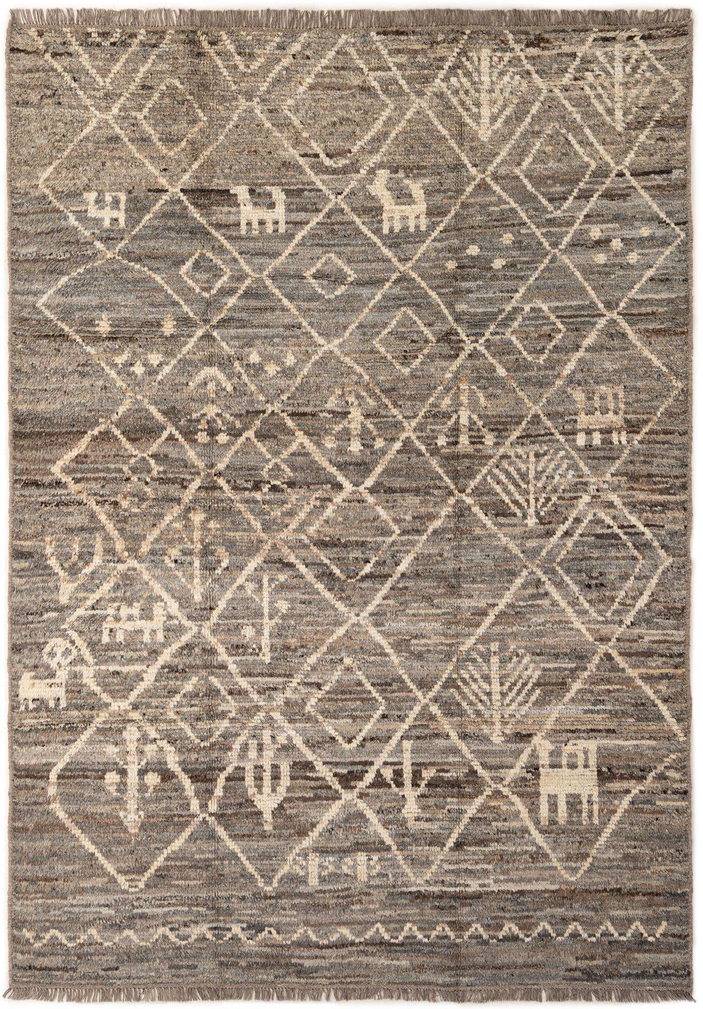 6' 10 x 9' 8 Hand Knotted Moroccan Wool Rug