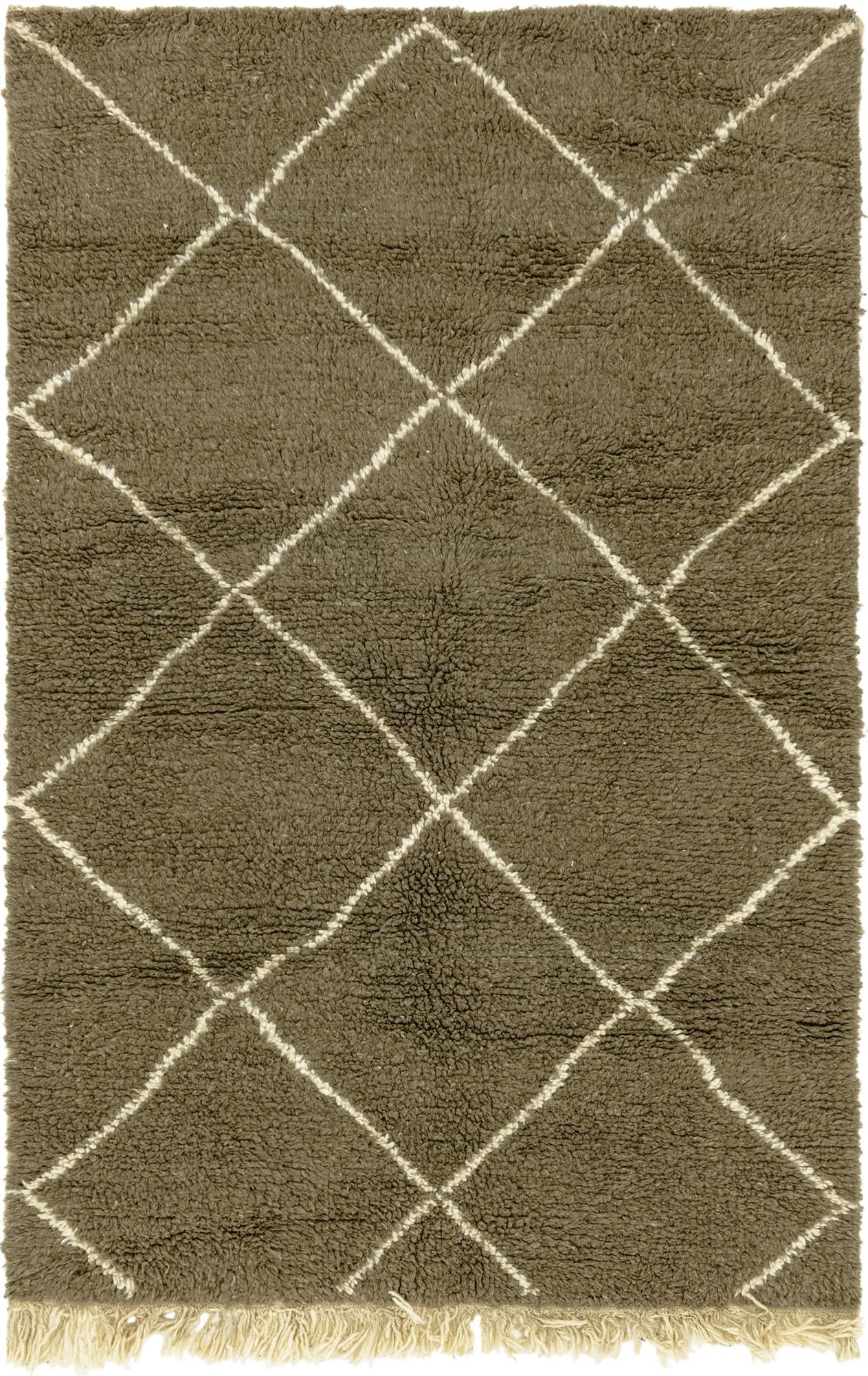 4' 9 x 7' 3 Hand Knotted Moroccan Wool Rug