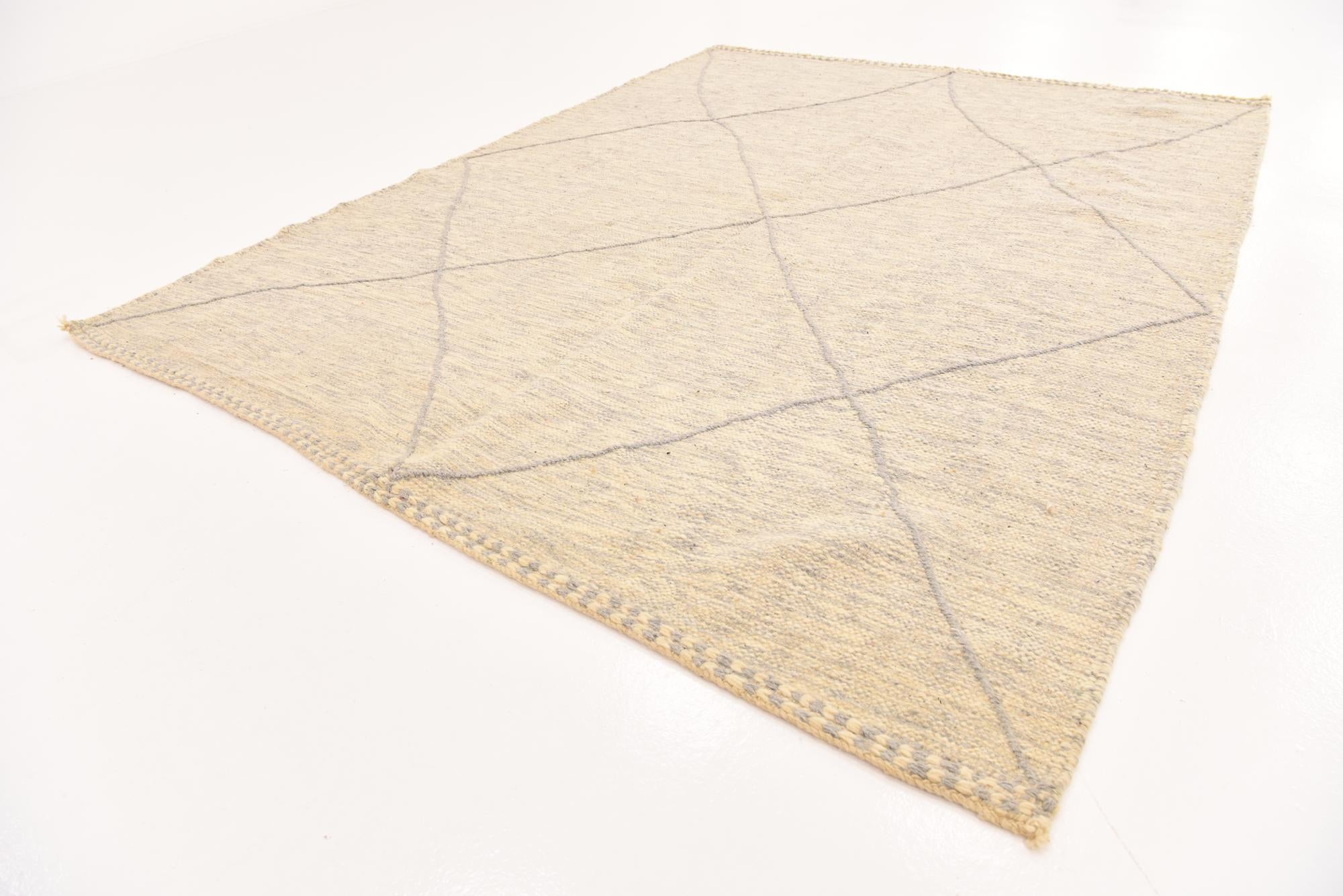 6' 11 x 9' 1 Hand Knotted Moroccan Wool Rug