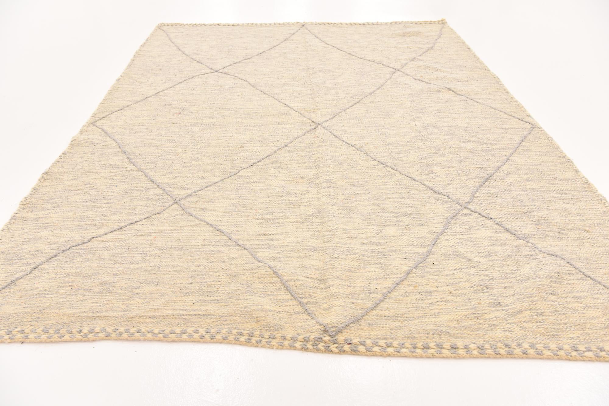 6' 11 x 9' 1 Hand Knotted Moroccan Wool Rug