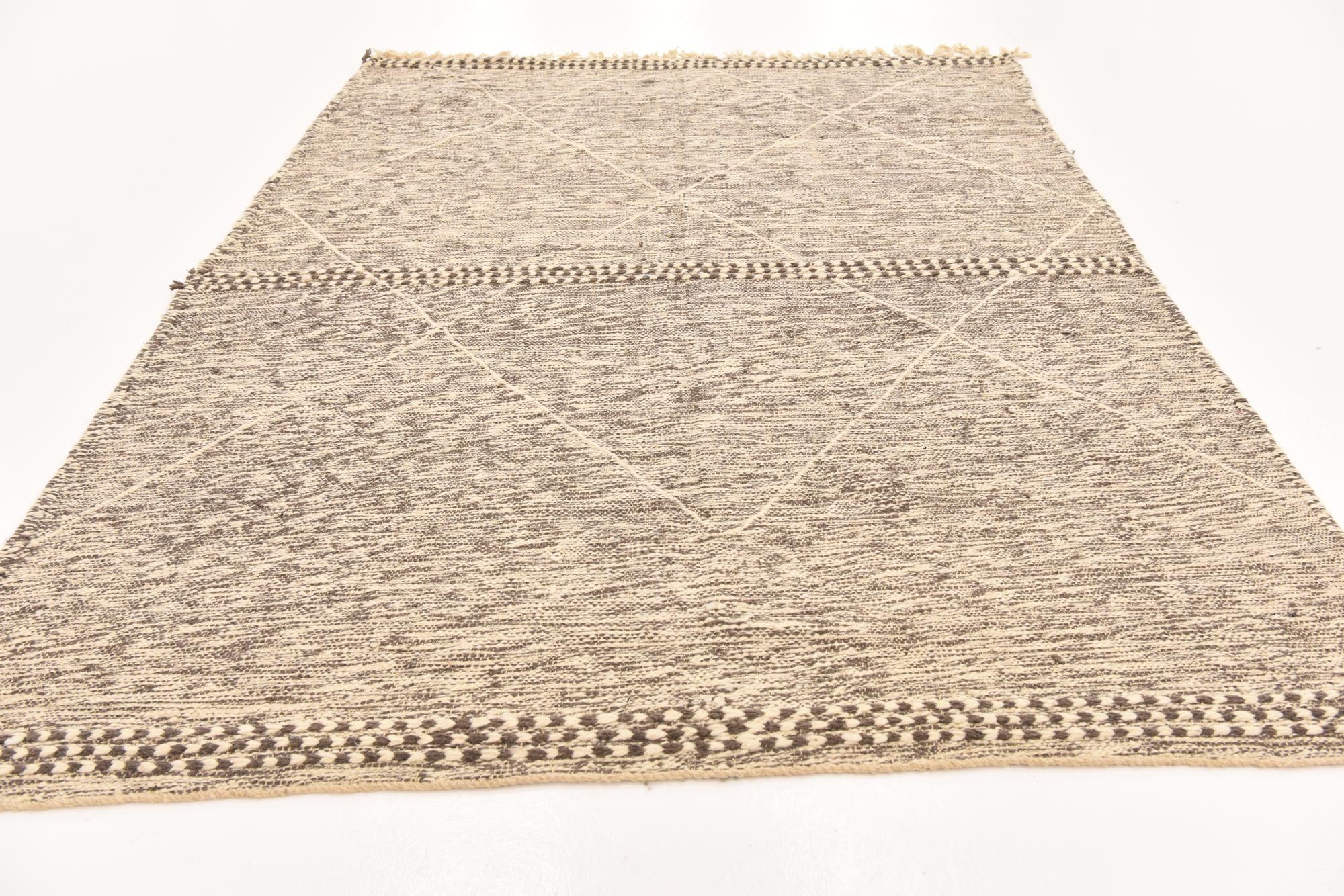 6' 7 x 9' Hand Knotted Moroccan Wool Rug