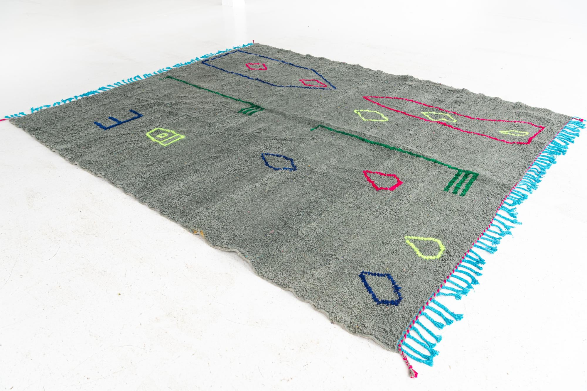 6' 6 x 9' 4 Hand Knotted Moroccan Wool Rug