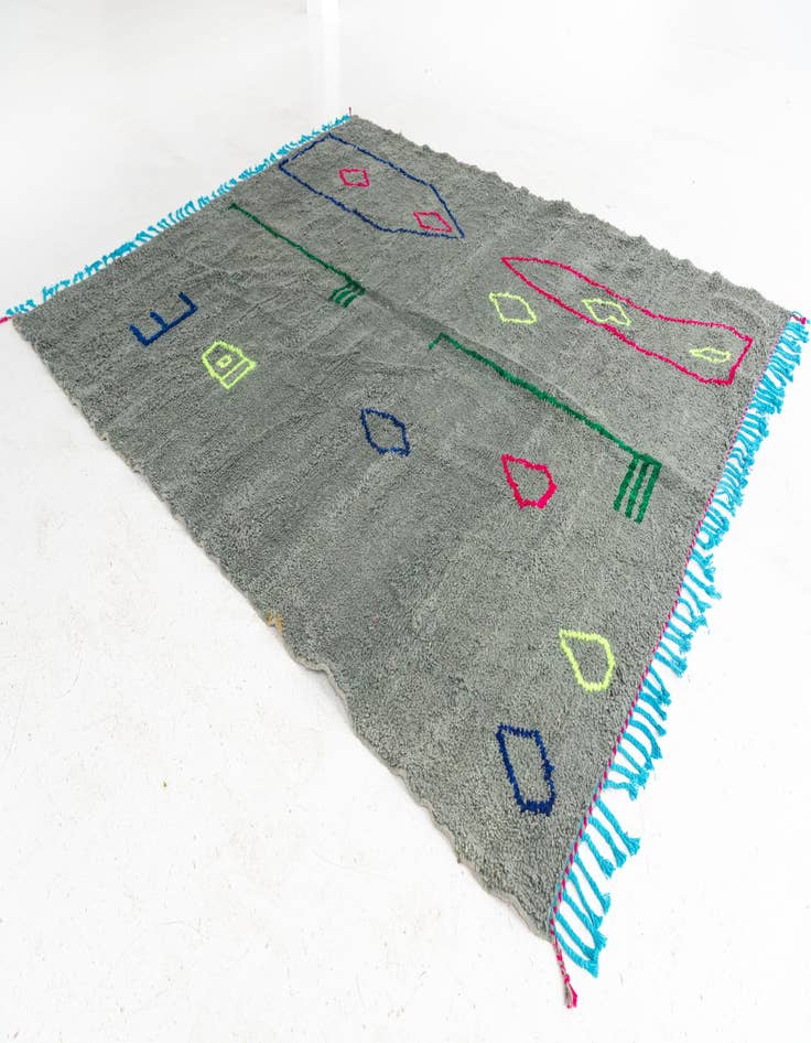 Detail image of 6' 6 x 9' 4 Hand Knotted Moroccan Wool Rug