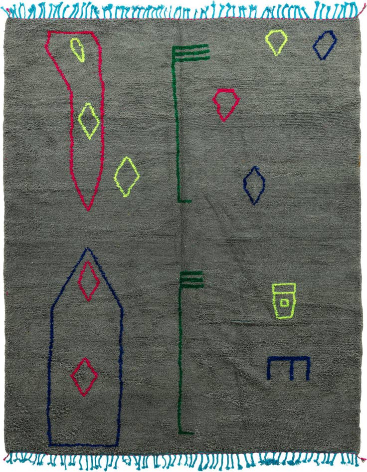 Detail image of 6' 6 x 9' 4 Hand Knotted Moroccan Wool Rug