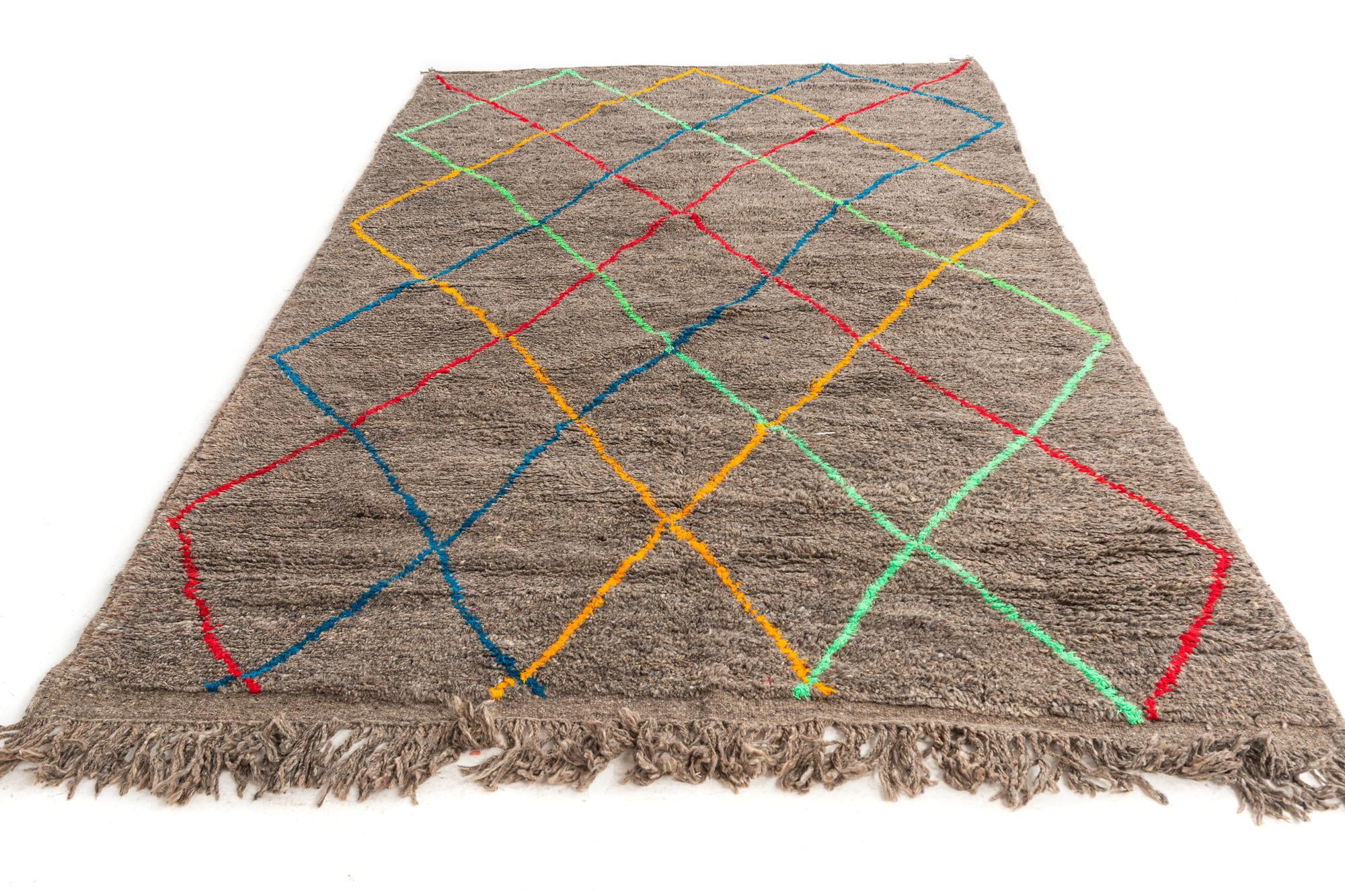 6' 5 x 10' Hand Knotted Moroccan Wool Rug
