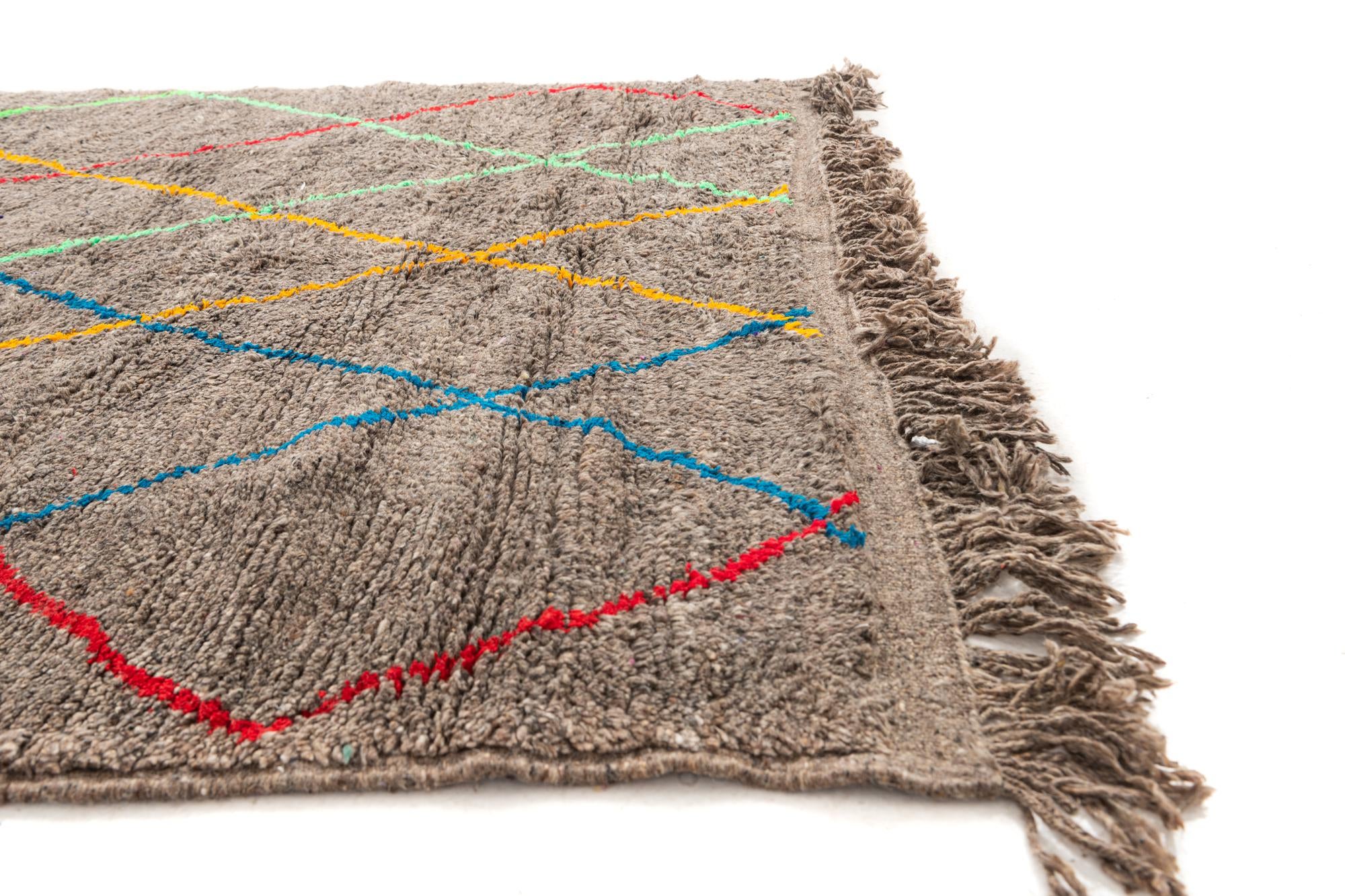 6' 5 x 10' Hand Knotted Moroccan Wool Rug