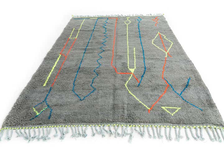 6' 9 x 9' 6 Hand Knotted Moroccan Wool Rug