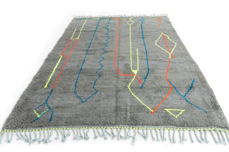 Detail image of 6' 9 x 9' 6 Hand Knotted Moroccan Wool Rug
