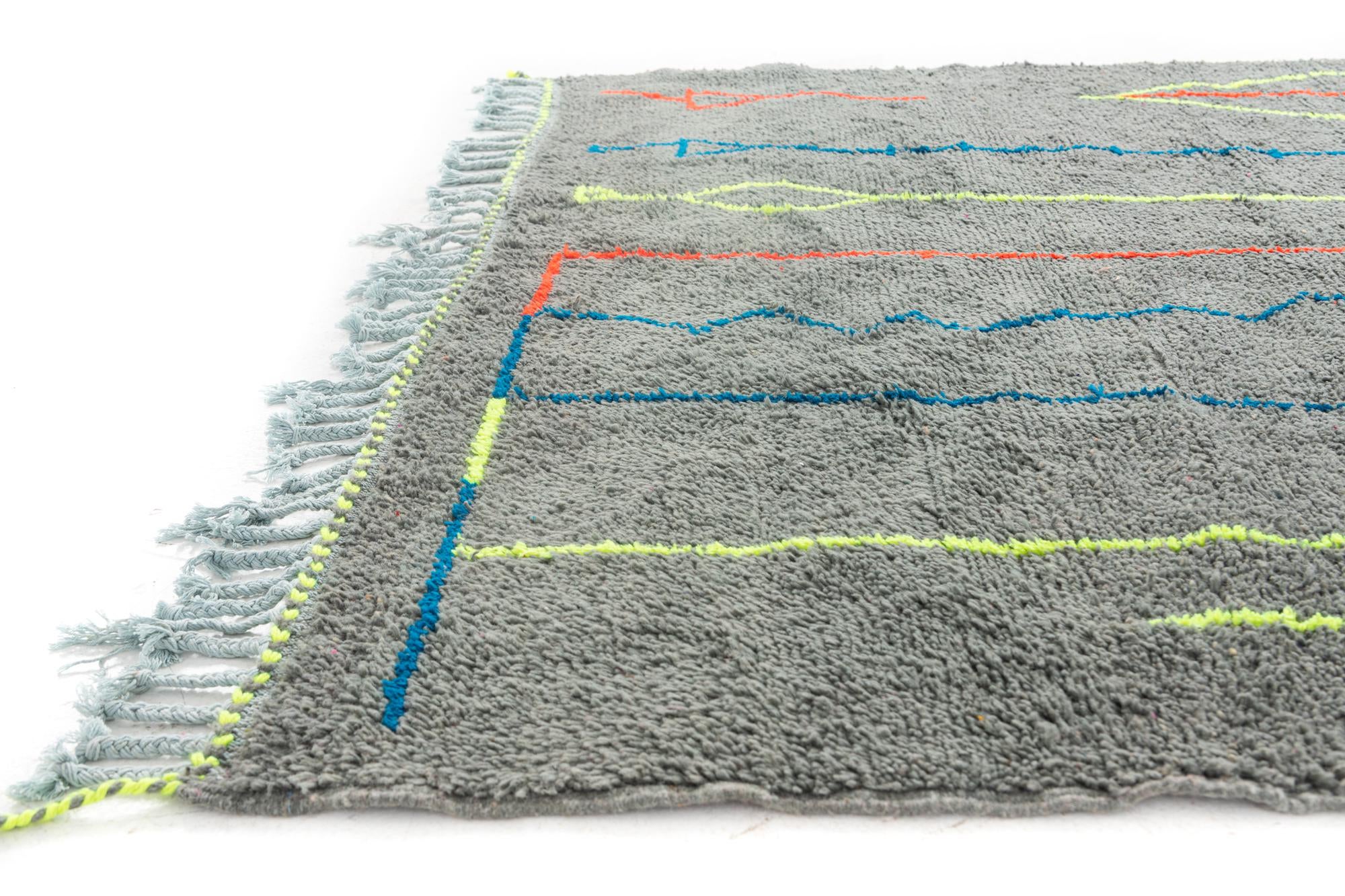 6' 9 x 9' 6 Hand Knotted Moroccan Wool Rug