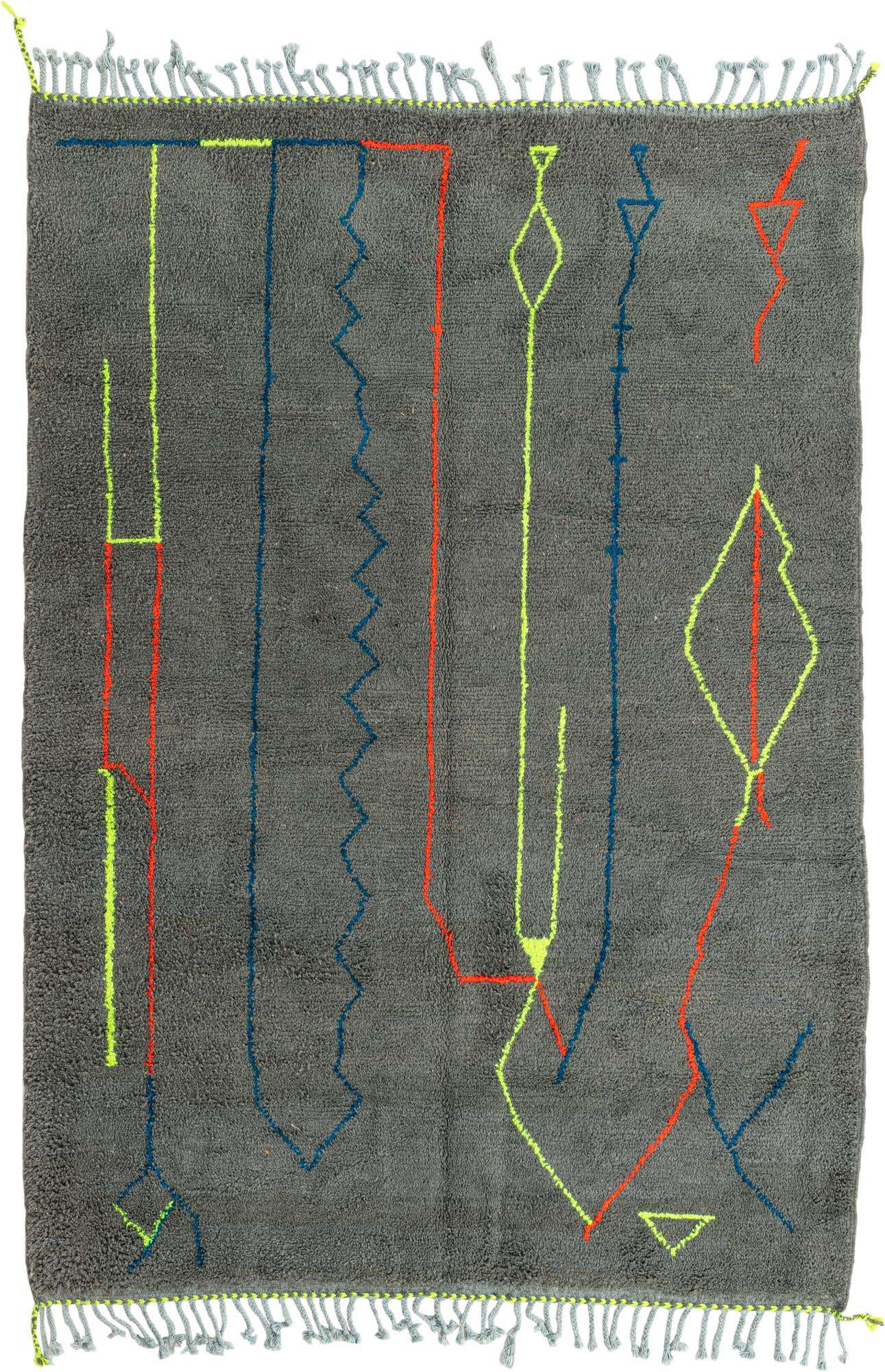 6' 9 x 9' 6 Hand Knotted Moroccan Wool Rug