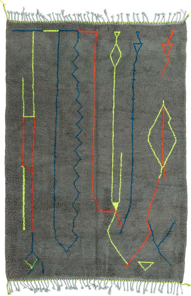 6' 9 x 9' 6 Hand Knotted Moroccan Wool Rug