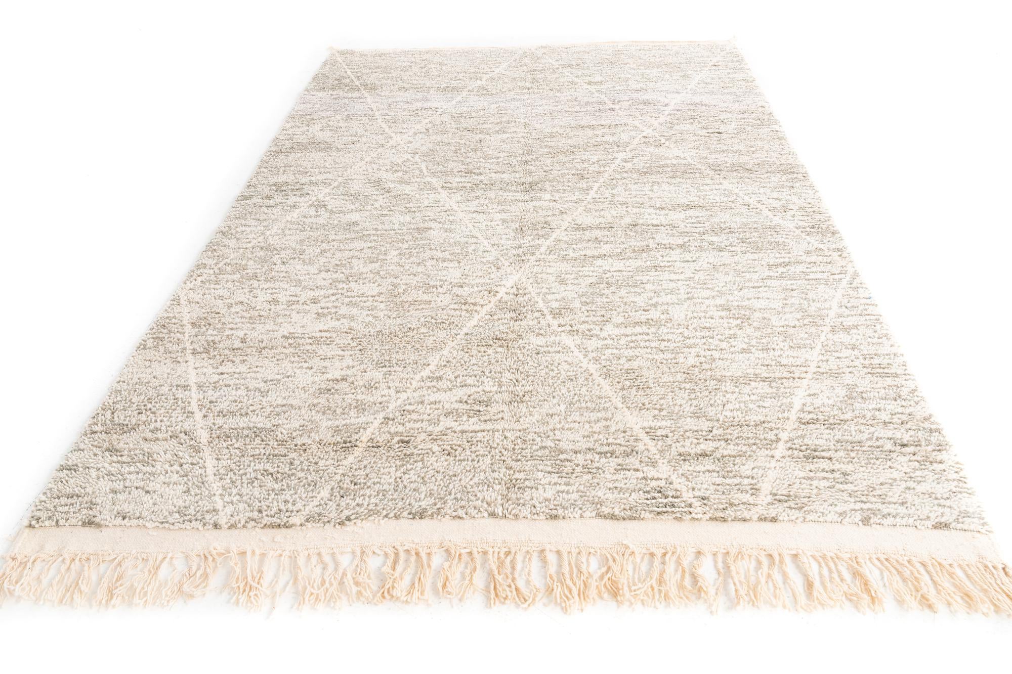 6' 9 x 9' 8 Hand Knotted Moroccan Wool Rug
