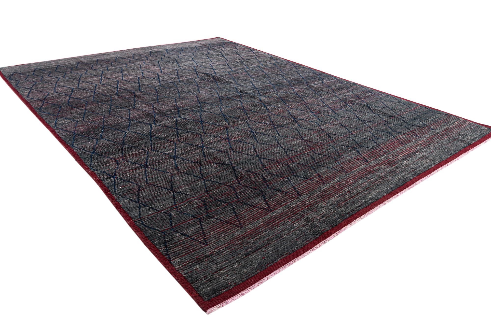 9' 6 x 12' 9 Hand Knotted Moroccan Wool Rug