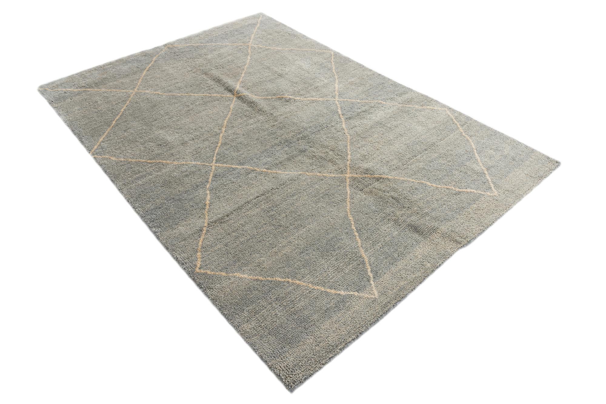 4' 7 x 6' 7 Hand Knotted Moroccan Wool Rug