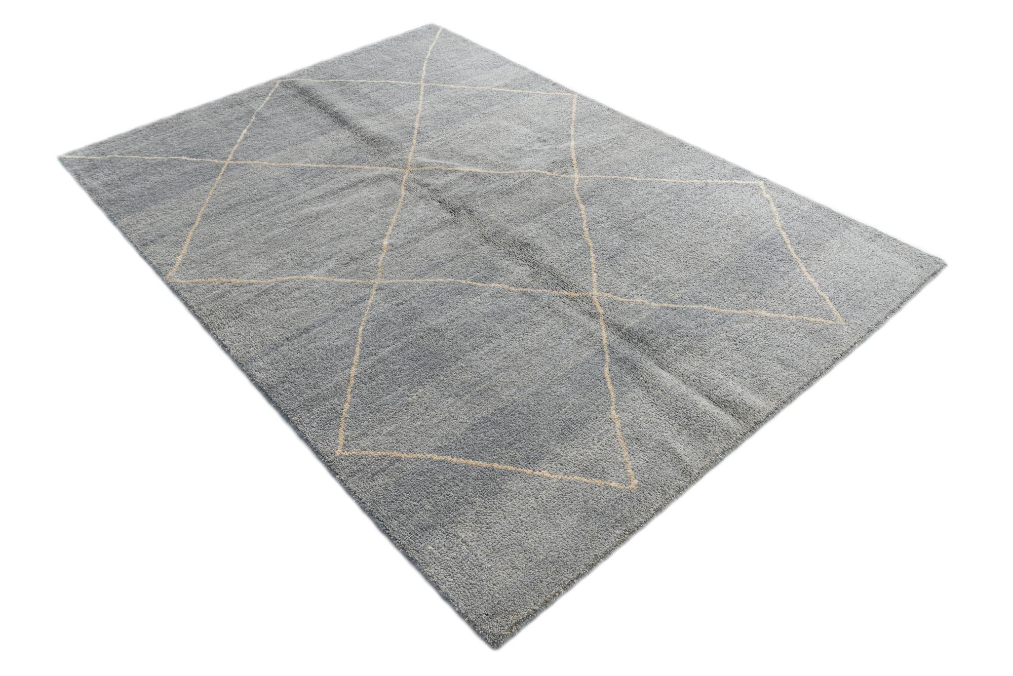 4' 7 x 6' 7 Hand Knotted Moroccan Wool Rug