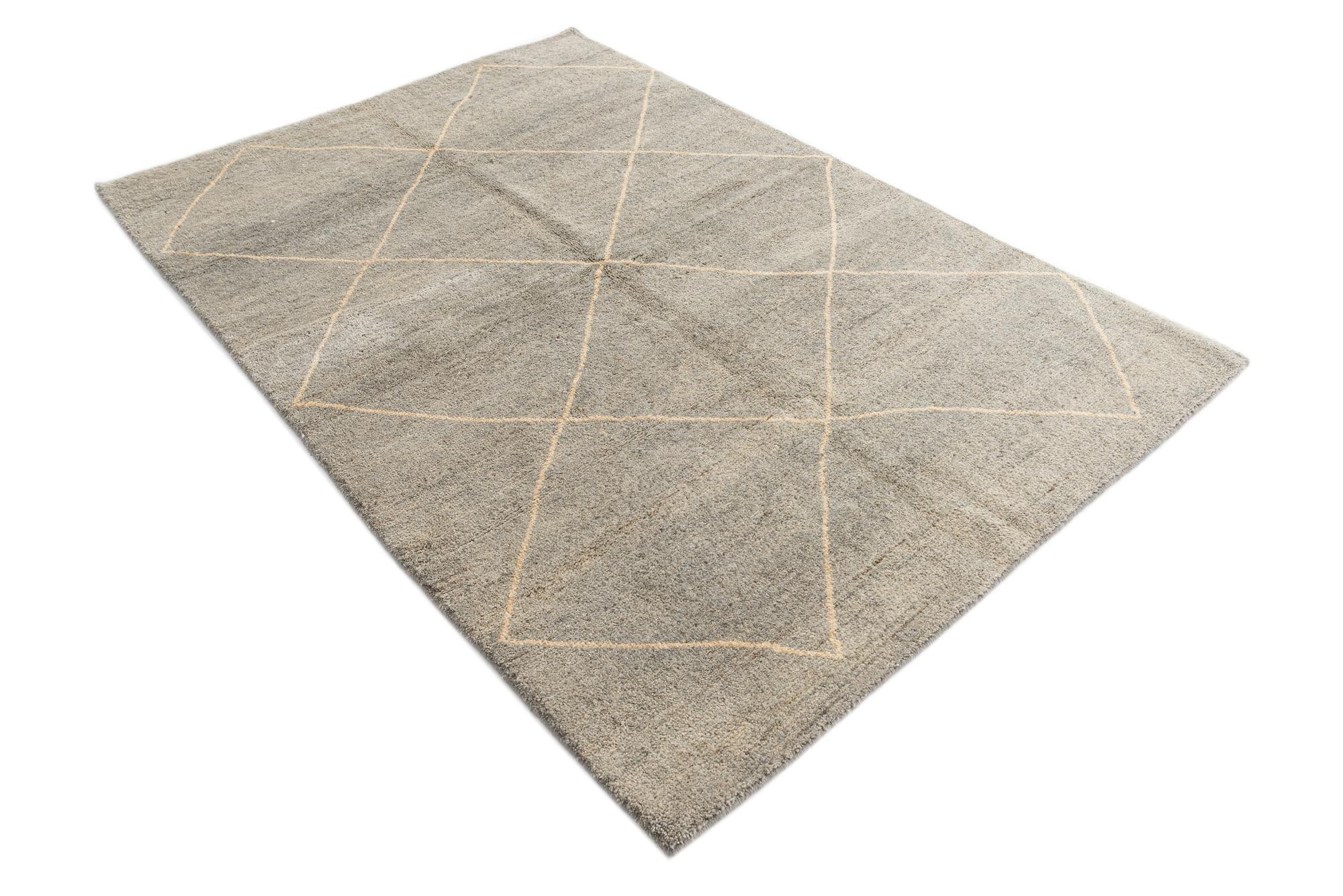 4' 7 x 6' 10 Hand Knotted Moroccan Wool Rug