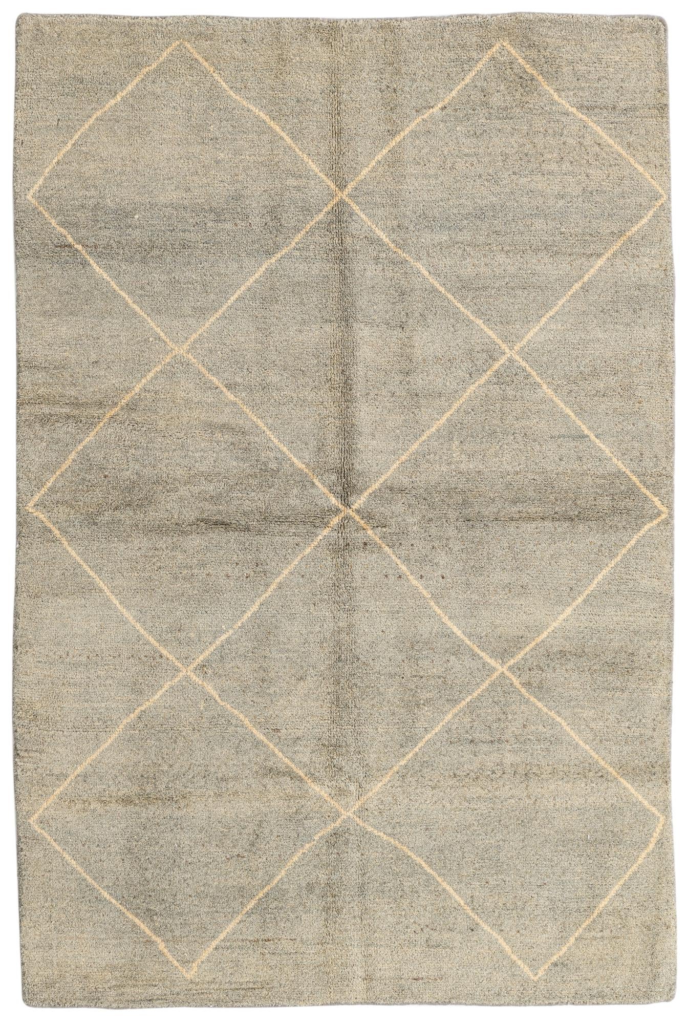 4' 7 x 6' 10 Hand Knotted Moroccan Wool Rug