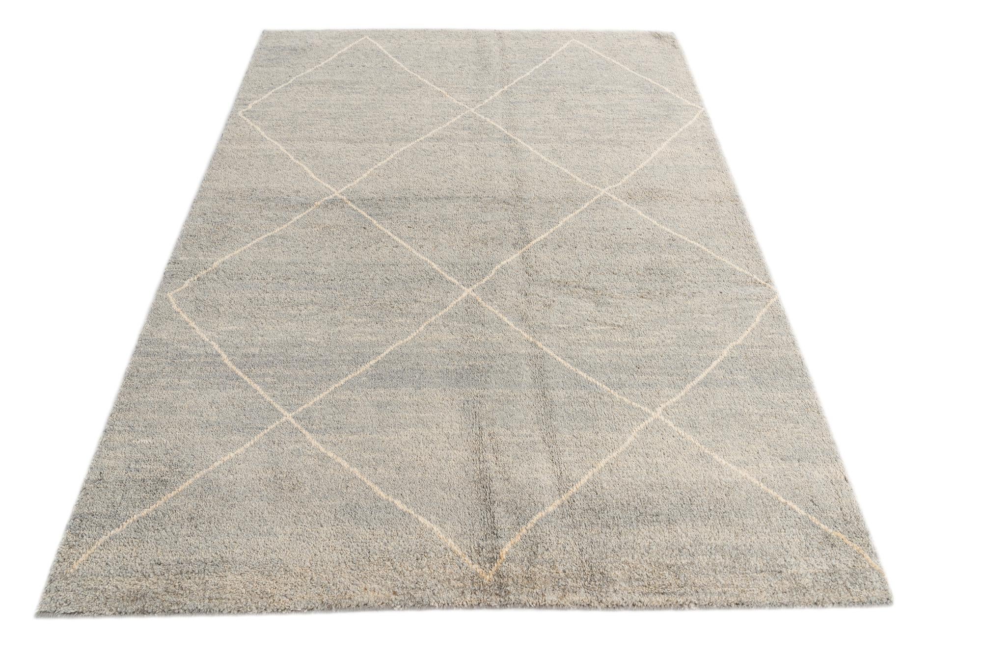 4' 8 x 6' 6 Hand Knotted Moroccan Wool Rug