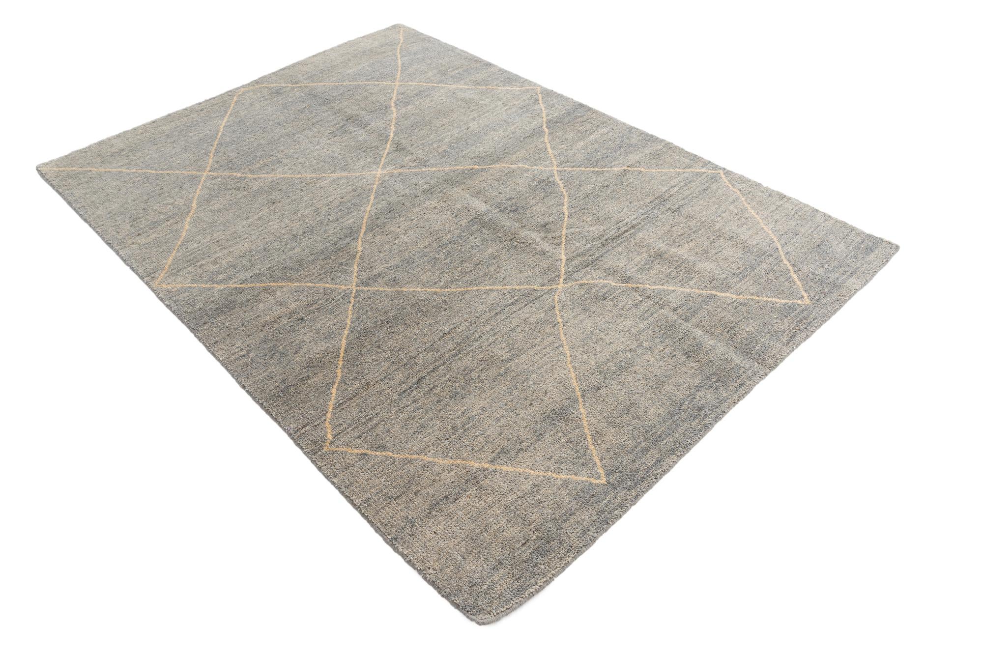 4' 8 x 6' 7 Hand Knotted Moroccan Wool Rug