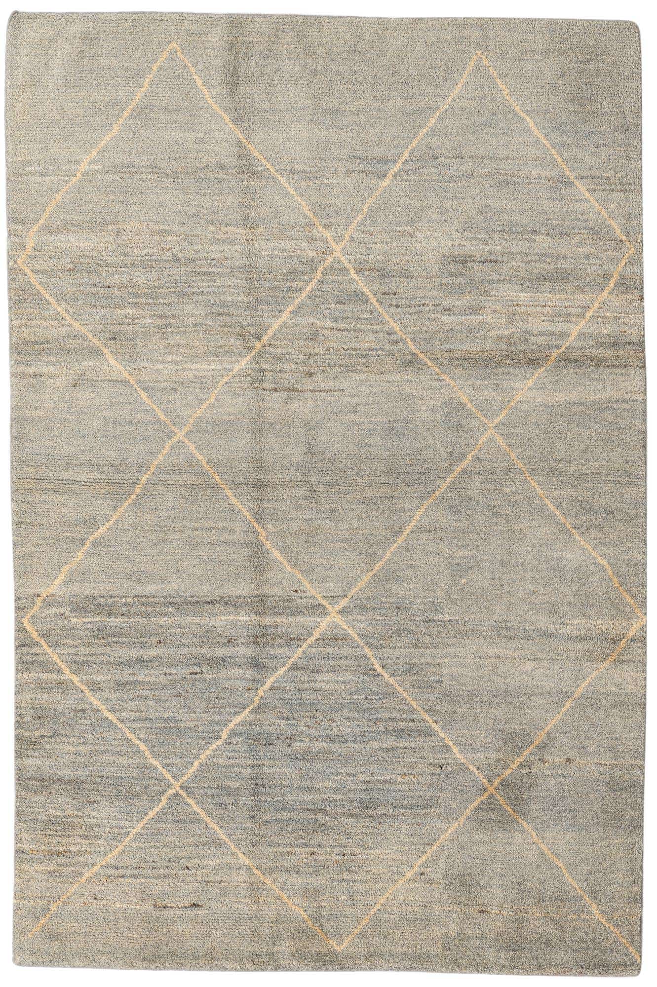 4' 6 x 6' 9 Hand Knotted Moroccan Wool Rug