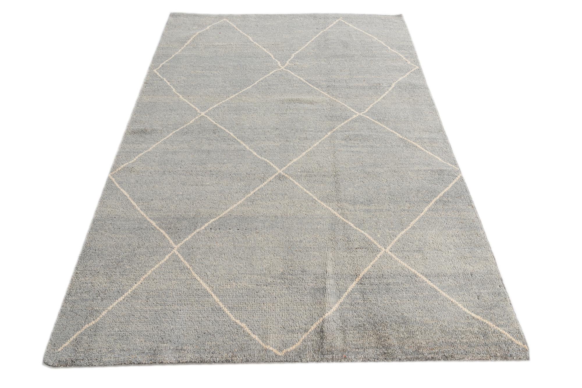 4' 5 x 6' 8 Hand Knotted Moroccan Wool Rug