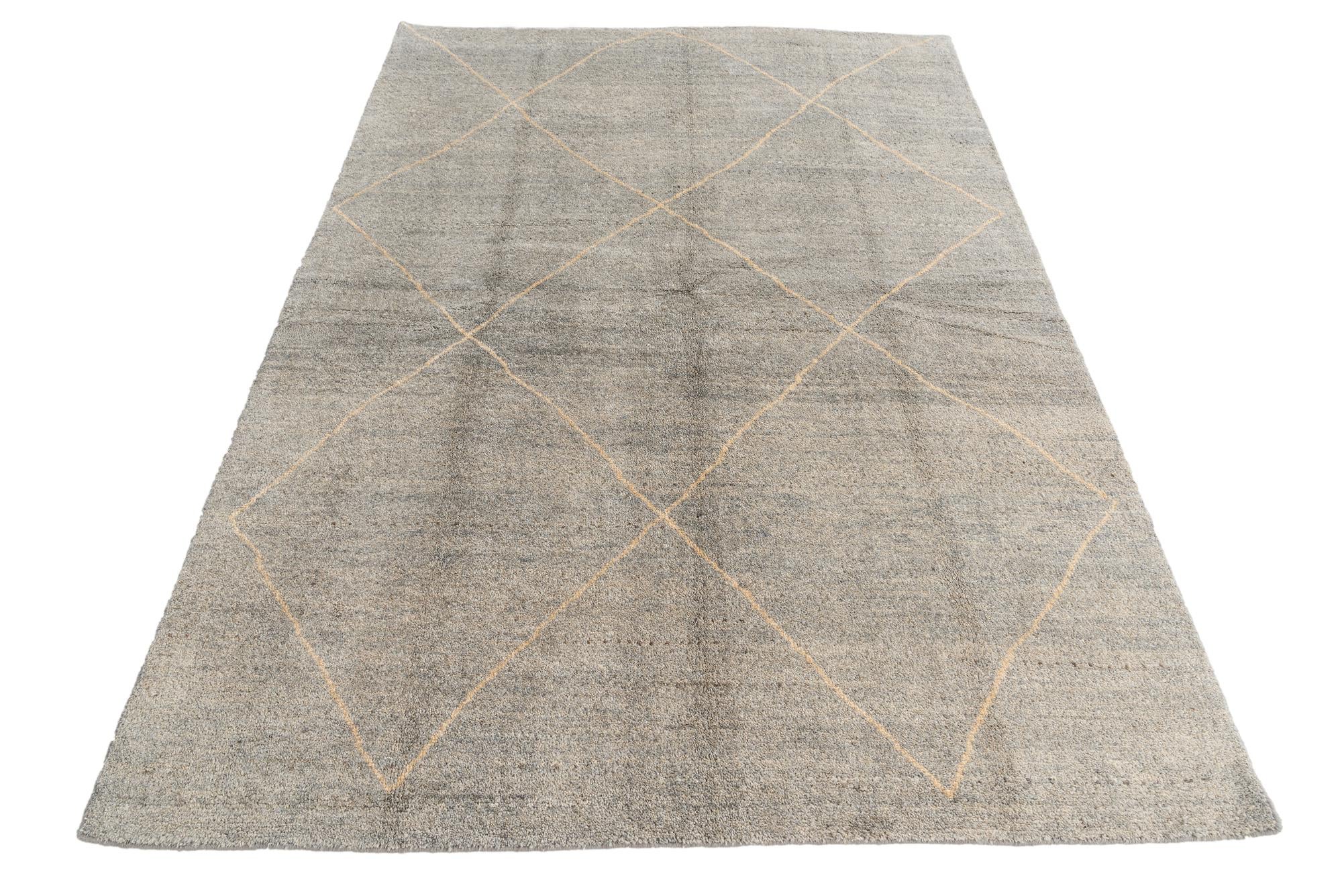 5' 7 x 8' 1 Hand Knotted Moroccan Wool Rug