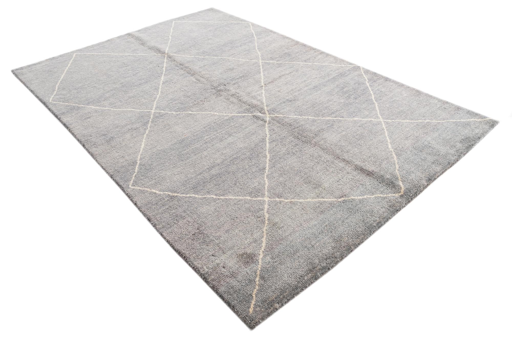5' 7 x 8' 2 Hand Knotted Moroccan Wool Rug