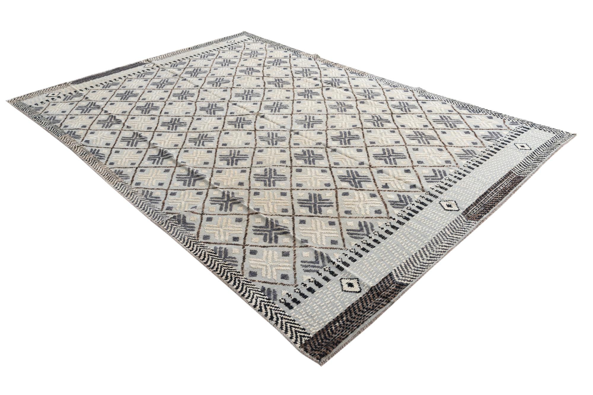 8' 5 x 12' 4 Hand Knotted Moroccan Wool Rug