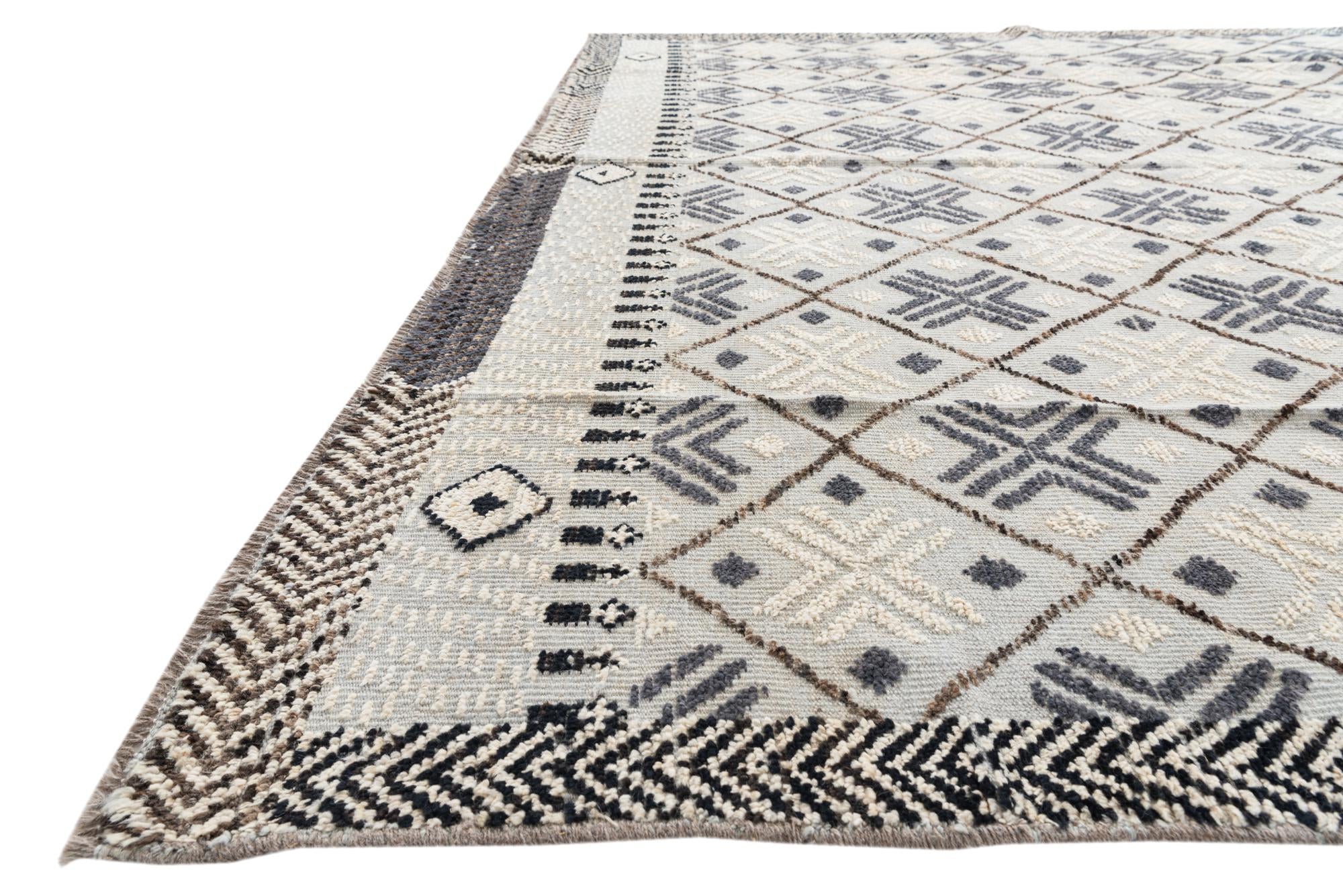 8' 5 x 12' 4 Hand Knotted Moroccan Wool Rug