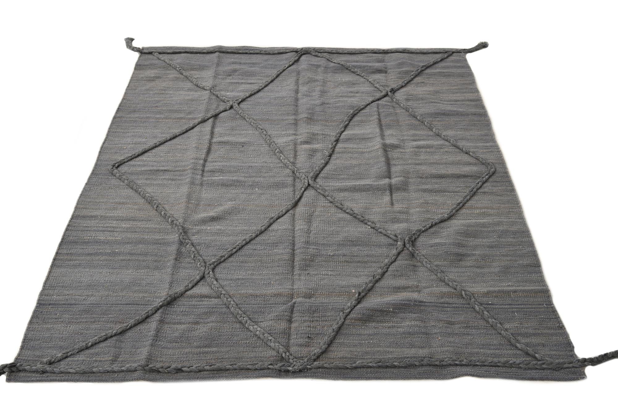 4' 3 x 5' 8 Hand Knotted Moroccan Wool Rug