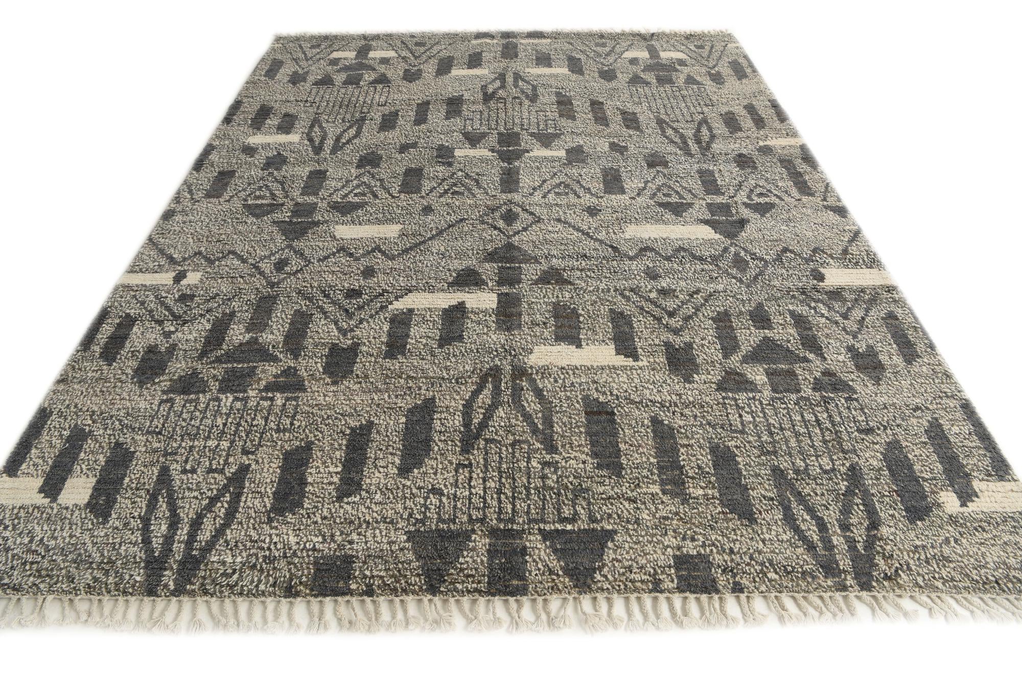 8' 1 x 10' 6 Hand Knotted Moroccan Wool Rug