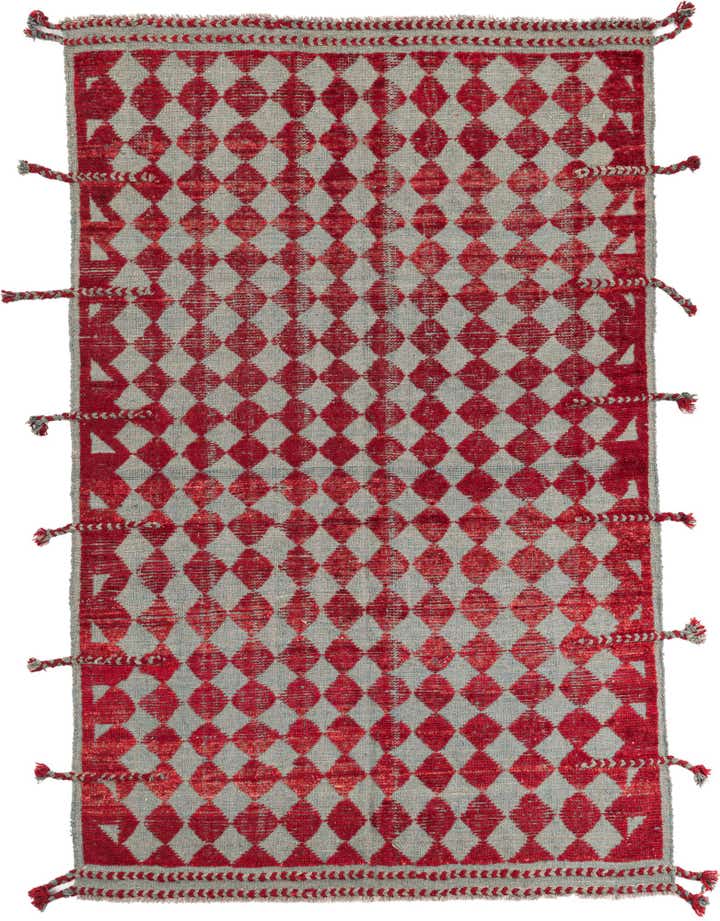5' x 7' 4 Hand Knotted Moroccan Wool Rug