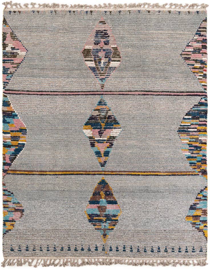 Detail image of 6' 2 x 8' 9 Hand Knotted Moroccan Wool Rug