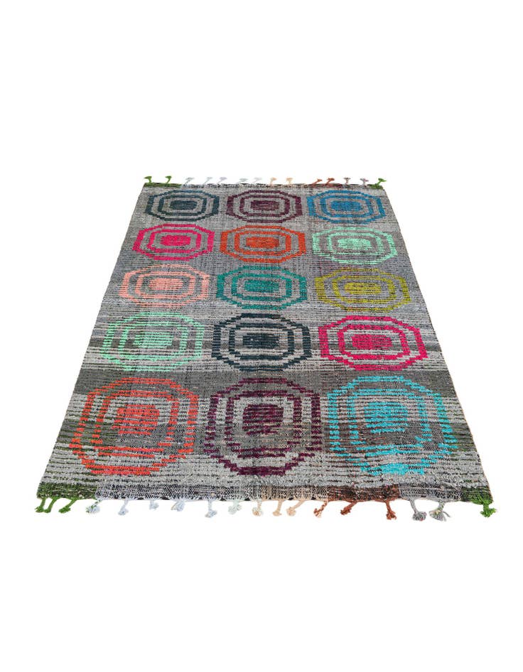 Detail image of 5' 1 x 7'  Hand Knotted Moroccan Wool Rug