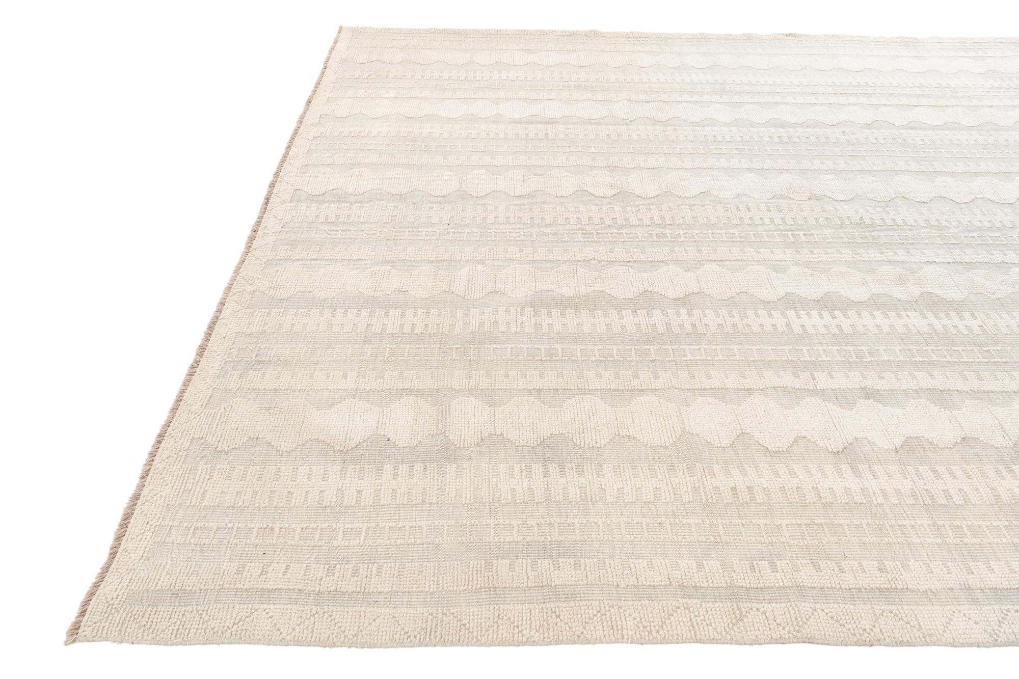 9' x 12' 2 Hand Knotted Moroccan Wool Rug