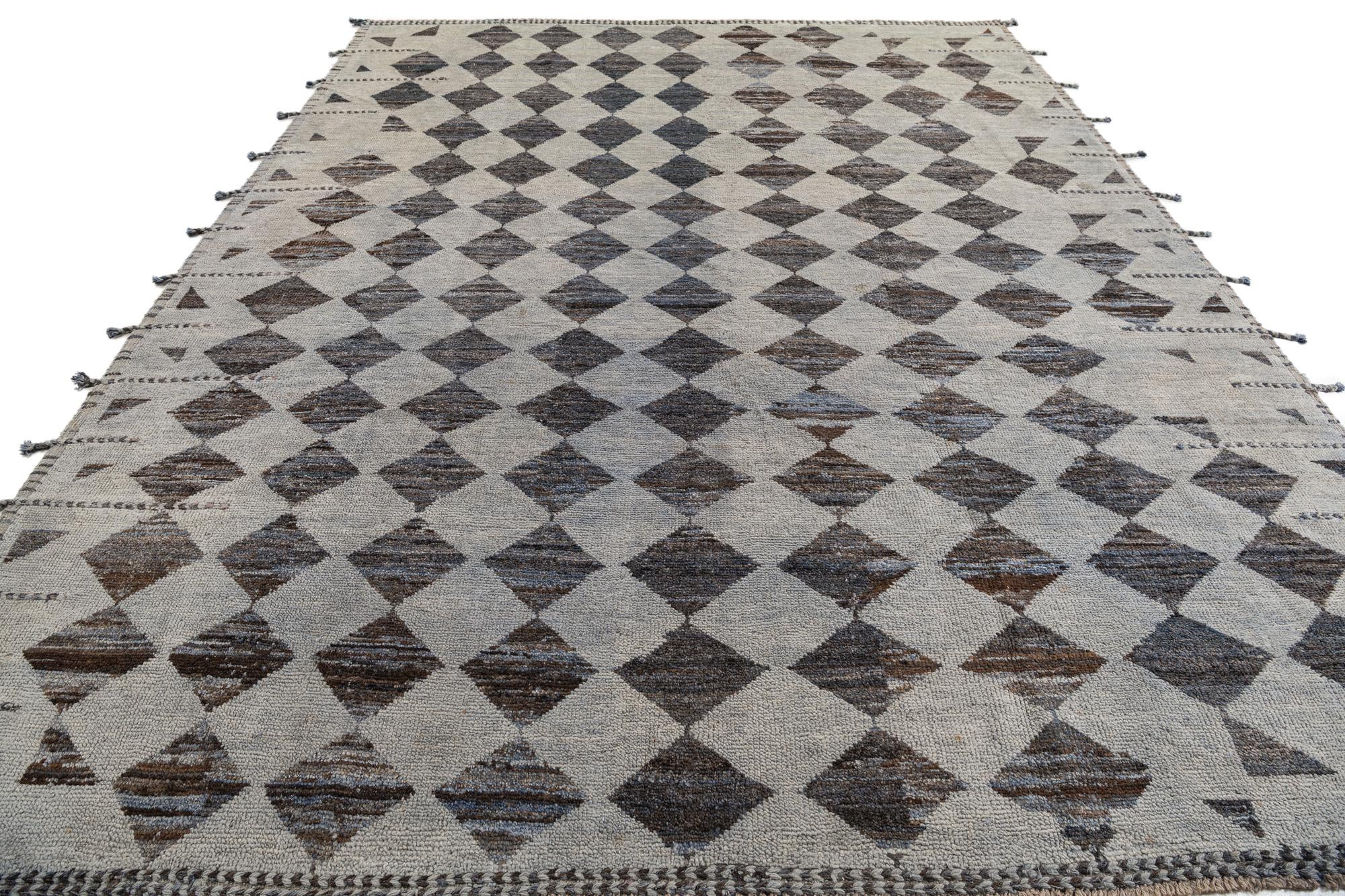 9' 3 x 12' Hand Knotted Moroccan Wool Rug