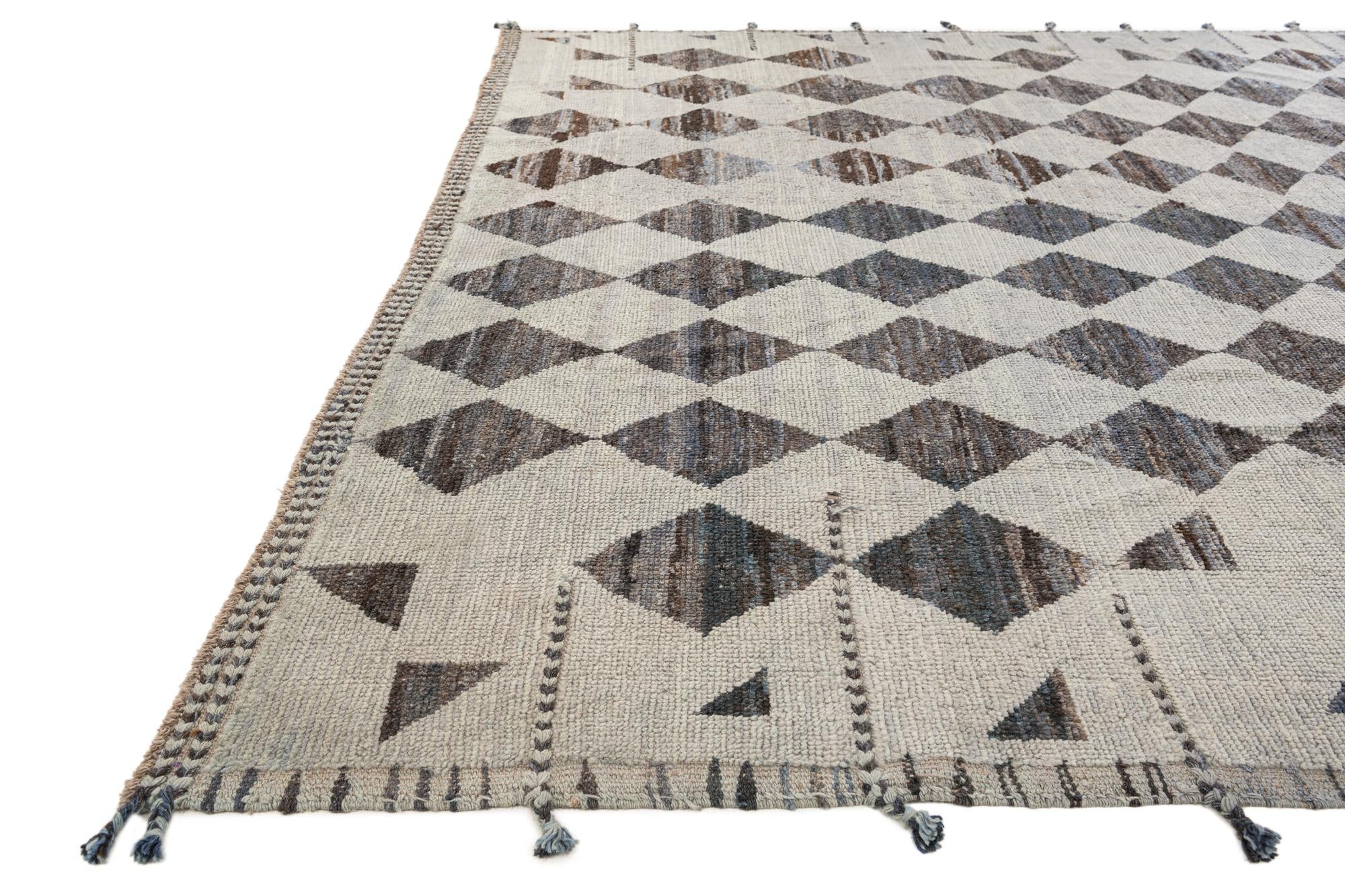 9' 3 x 12' Hand Knotted Moroccan Wool Rug
