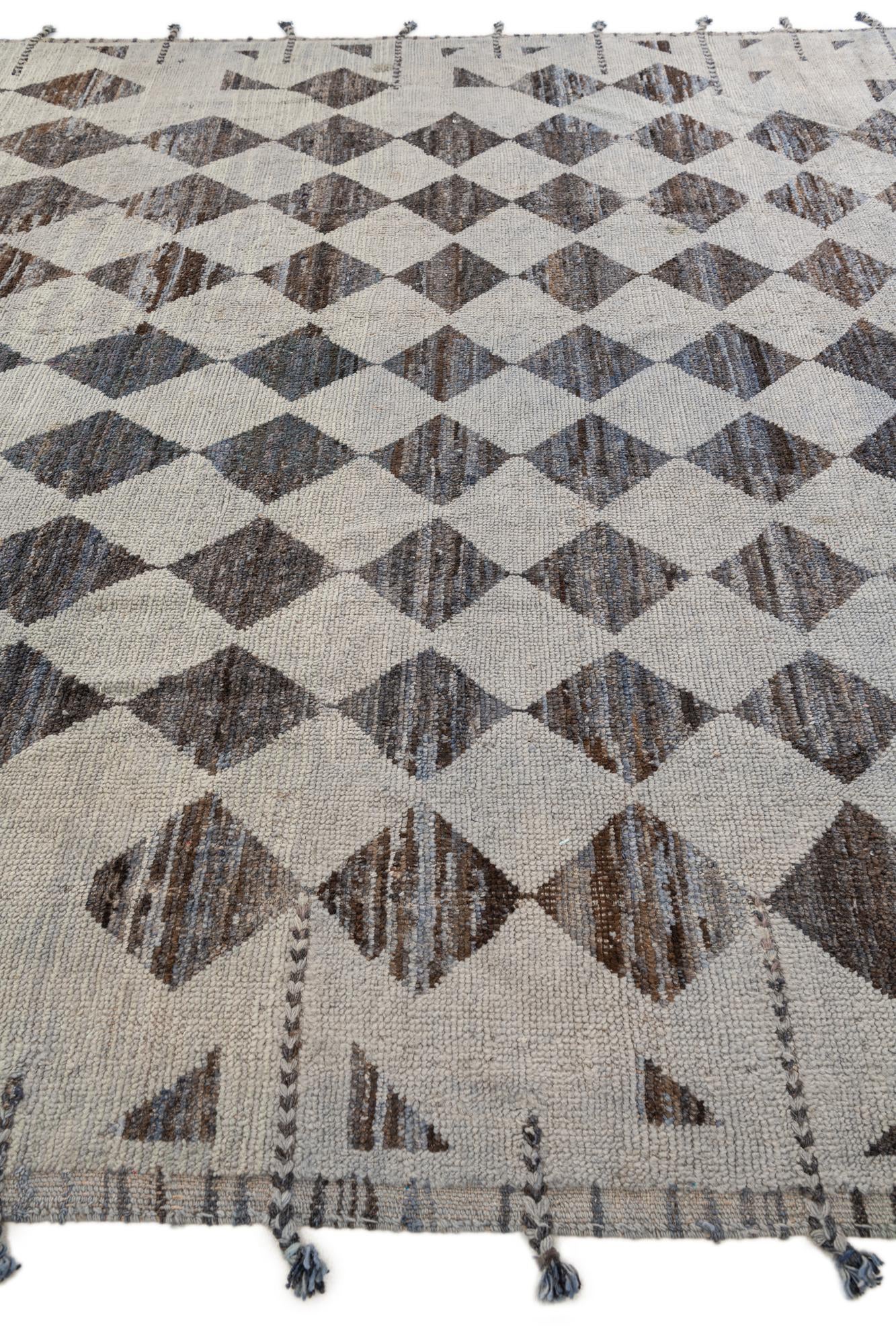 9' 3 x 12' Hand Knotted Moroccan Wool Rug