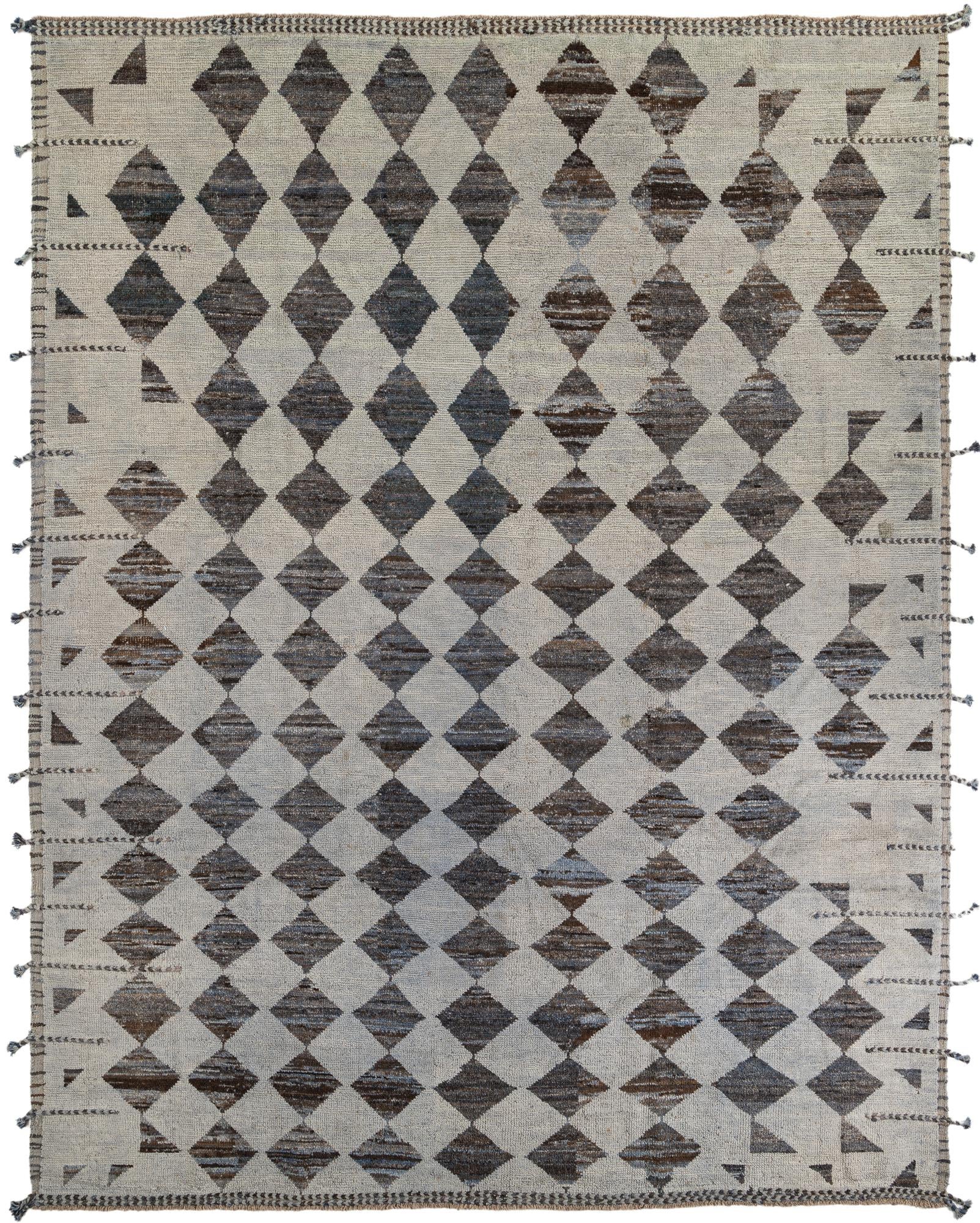 9' 3 x 12' Hand Knotted Moroccan Wool Rug
