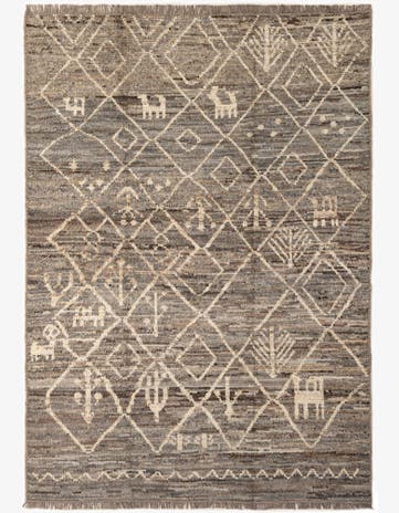 6' 10 x 9' 8 Hand Knotted Moroccan Wool Rug