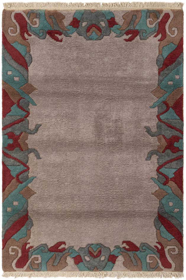 Detail image of 4' 2 x 5' 11 Hand Knotted Nepal Wool Rug