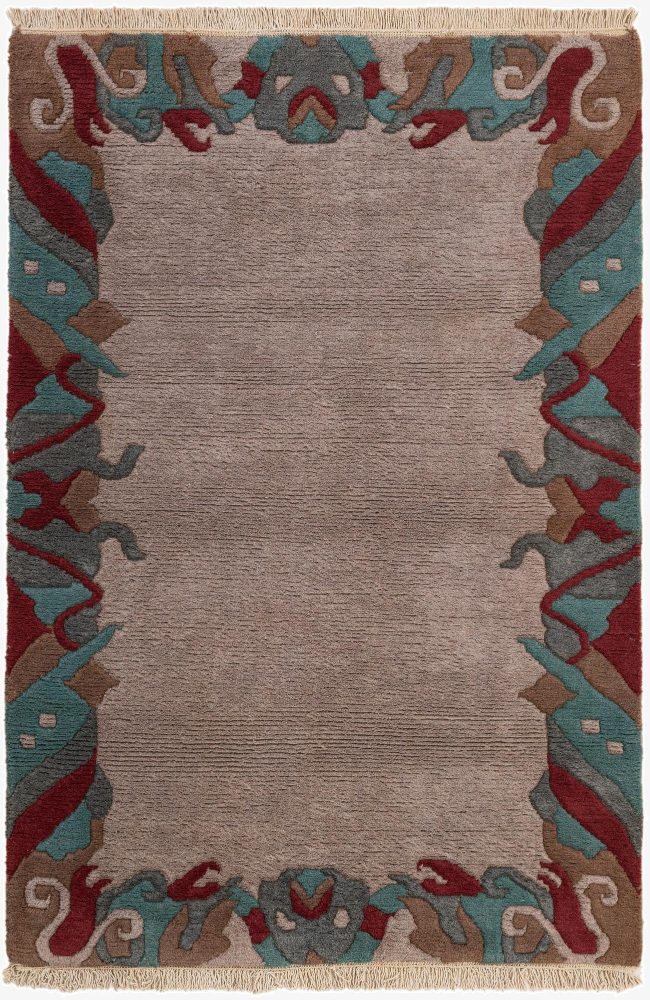 4' 2 x 6' 1  Hand Knotted Nepal Wool Rug