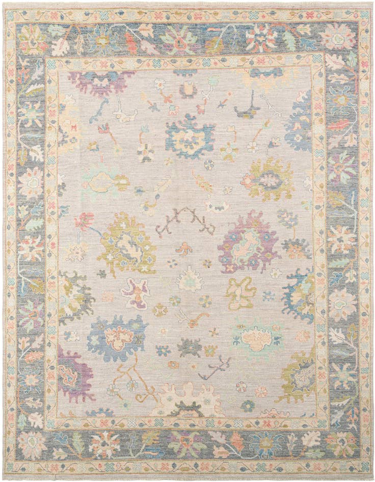 Detail image of 9' 11 x 13' 9 Hand Knotted Oushak Rug