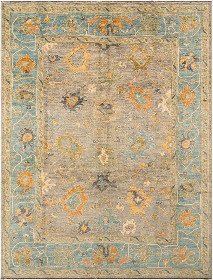 9' 1 x 11' 9 Hand Knotted Oushak Rug