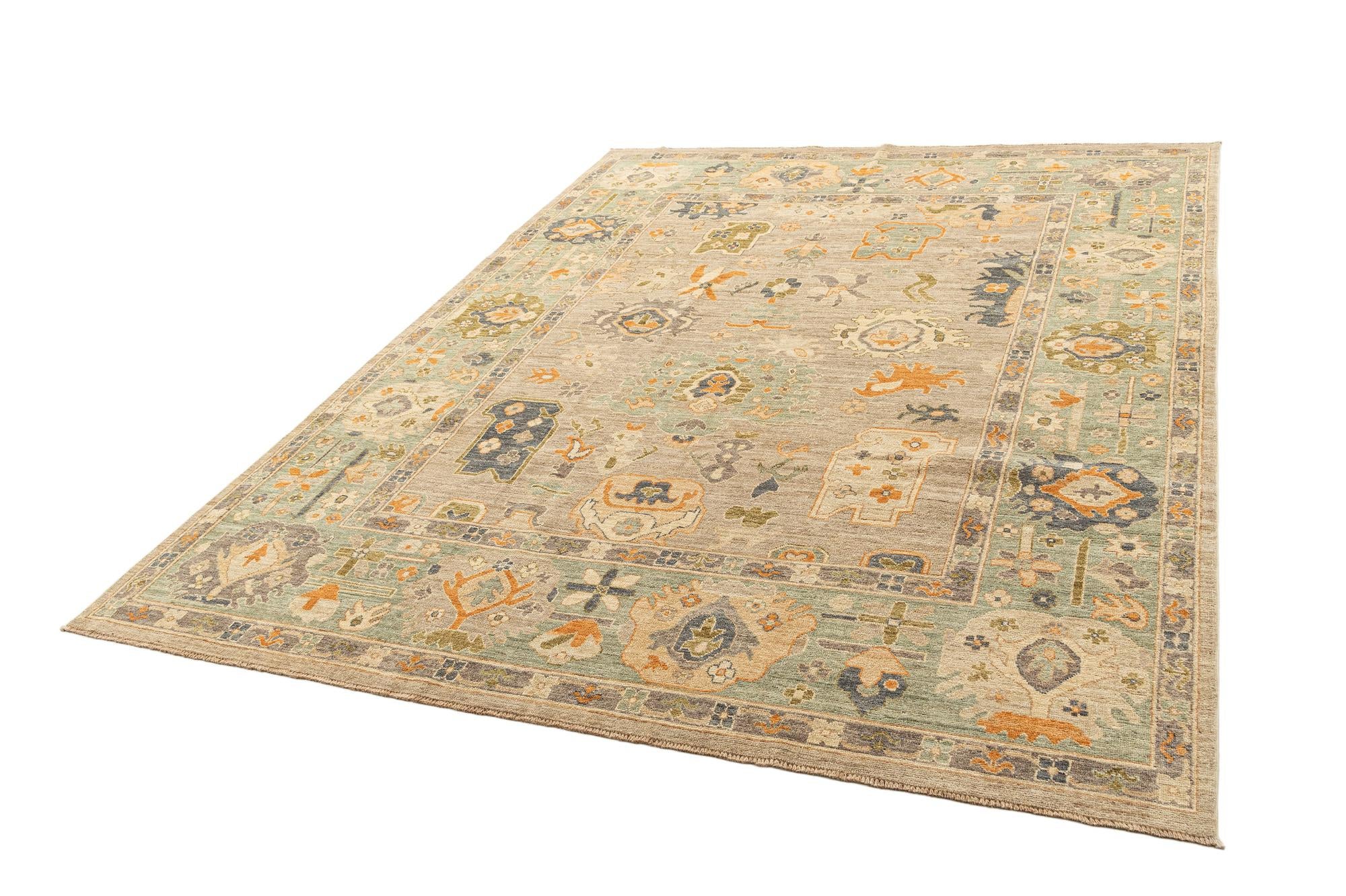 8' x 10' 4 Hand Knotted Oushak Rug