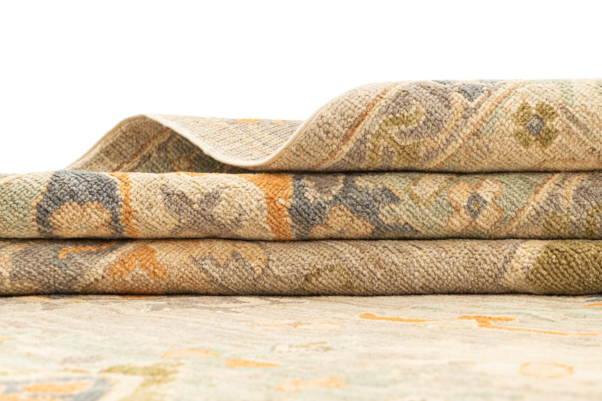 8' x 10' 4 Hand Knotted Oushak Rug