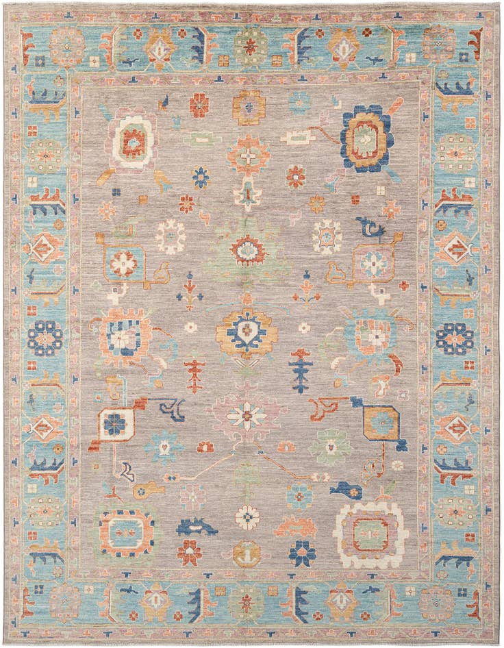 Detail image of 9' 1 x 11' 5 Hand Knotted Oushak Rug
