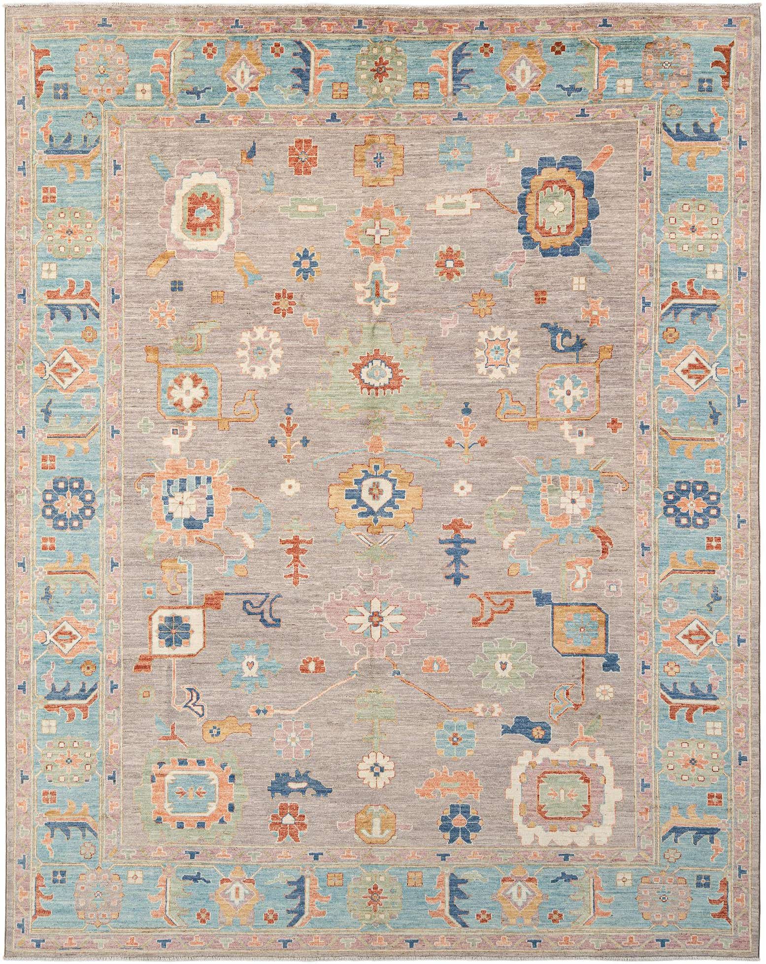 9' 1 x 11' 5 Hand Knotted Oushak Rug