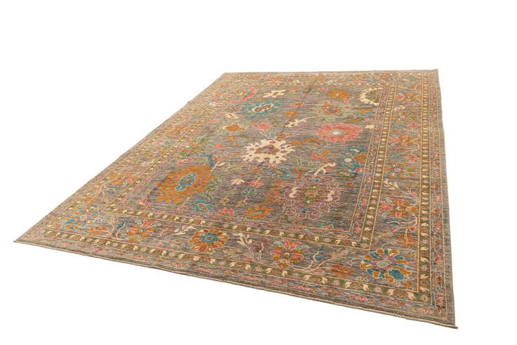 Detail image of 9' 1 x 11' 9 Hand Knotted Oushak Rug
